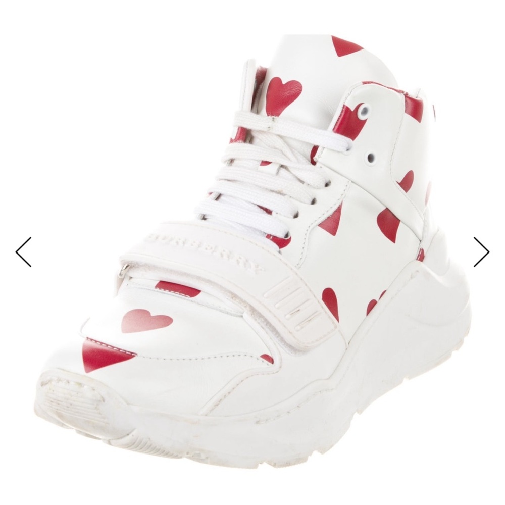 Burberry White and Red Heart Sneakers - Picture 2 of 5